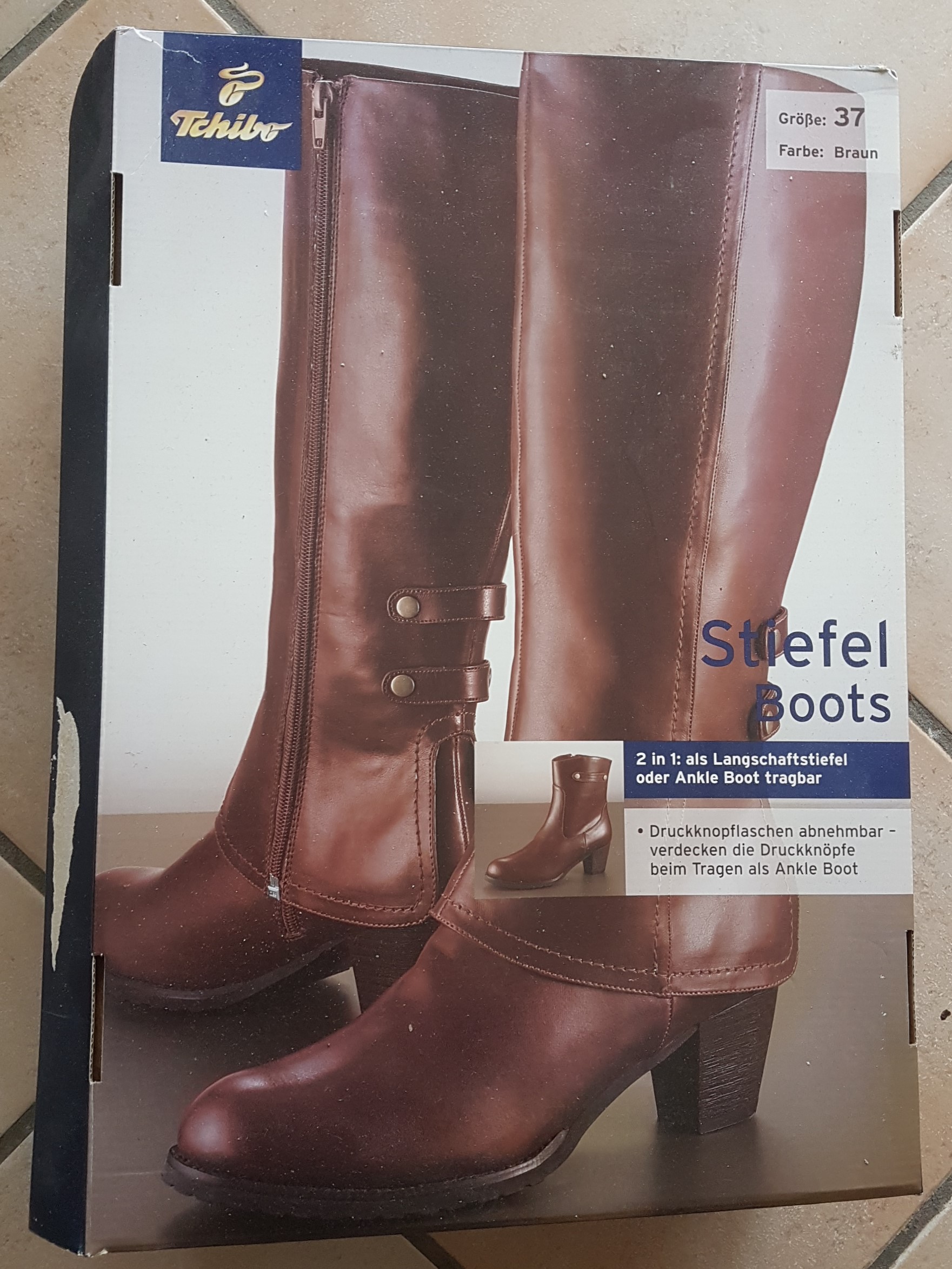 Langschaftsstiefel  braun, Größe 37